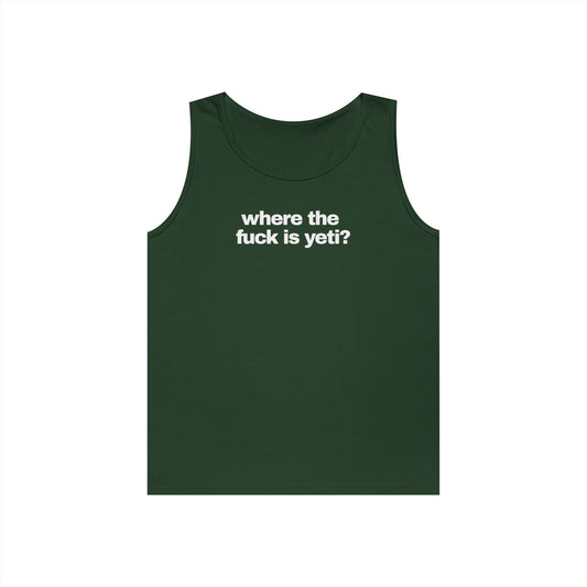 BLACK "where the f*ck is yeti" Tank Top